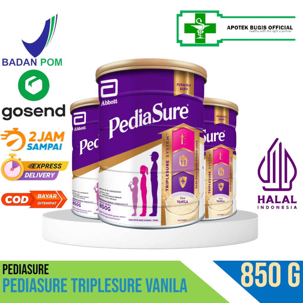 Apotek Bugis-Pediasure Triplesure 850g Vanila-Madu (1-10 Tahun) - Susu Petumbuhan