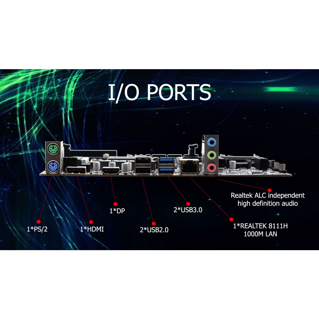 Venomrx Motherboard H510 DDR4 M.2 NVMe DP HDMI