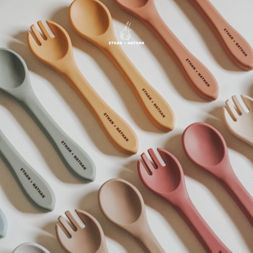 Ethan + Nathan Baby Silicone Spoon &amp; Fork