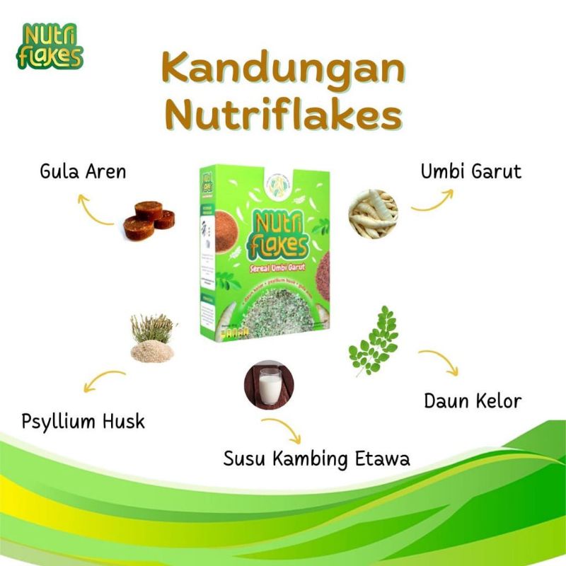 NUTRIFLAKES sereal umbi garut daun kelor/sereal atasi asam lambung