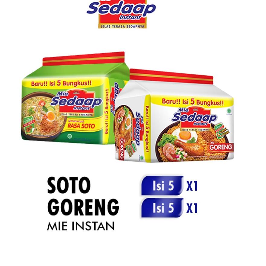 

KodeO4a4Z Mie Sedaap Soto 75 gr isi 5 + Mie Sedaap Goreng 90 gr isi 5