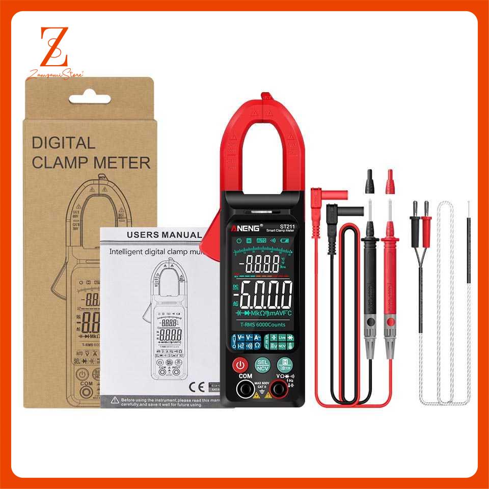 Digital Multimeter Voltage Tester Clamp ANENG ST211-Merah