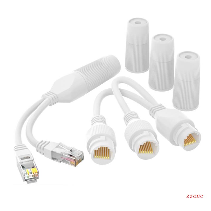 Zzz Upgraded POE Splitter 2-in-1 Cabling Connector Konektor Tiga Arah Cocok Untuk Pasang Kamera Keamanan Tahan Lama-