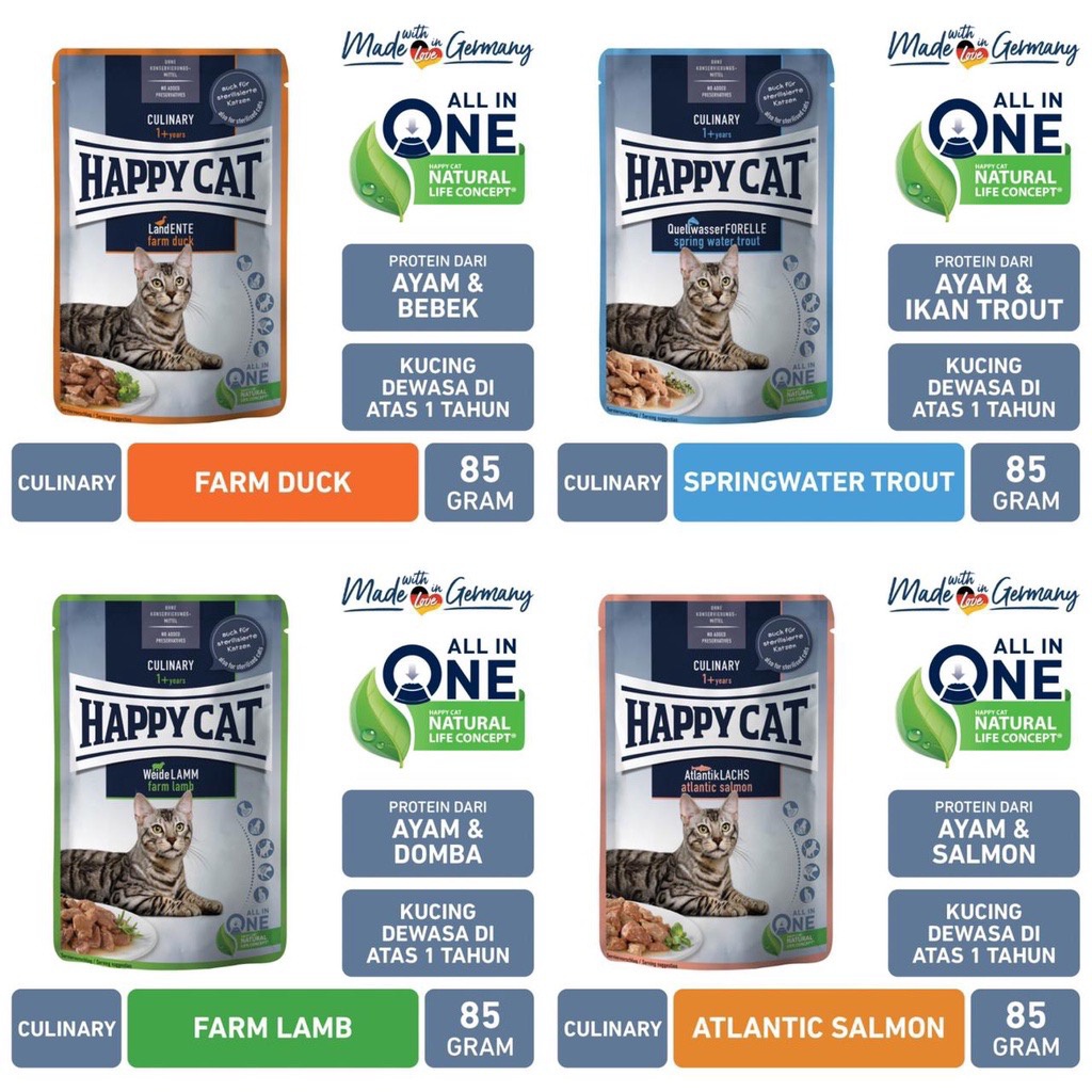 HAPPY CAT POUCH ADULT 85 GR MAKANAN KUCING