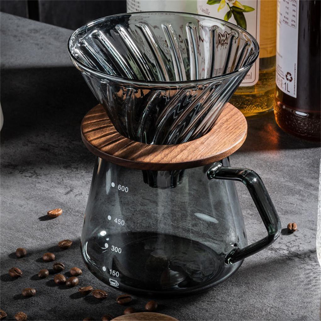 Server Kopi Kaca 600ml Es Teh Air Minuman Pour Over Dripper Dengan Skala Peralatan Minum Rumah Tangga Kantor Bar Pot Dapur