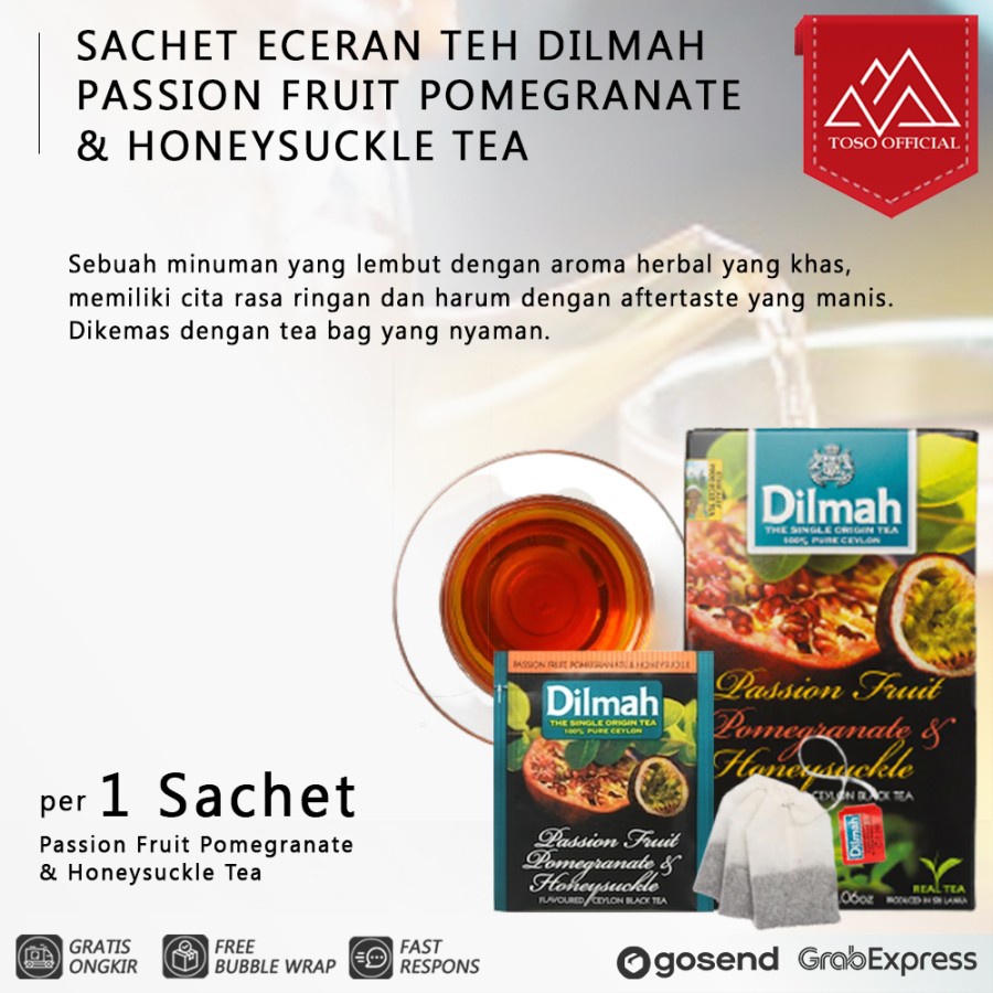 

Sachet Eceran Teh Dilmah Passion Fruit Pomegranate & Honeysuckle Tea