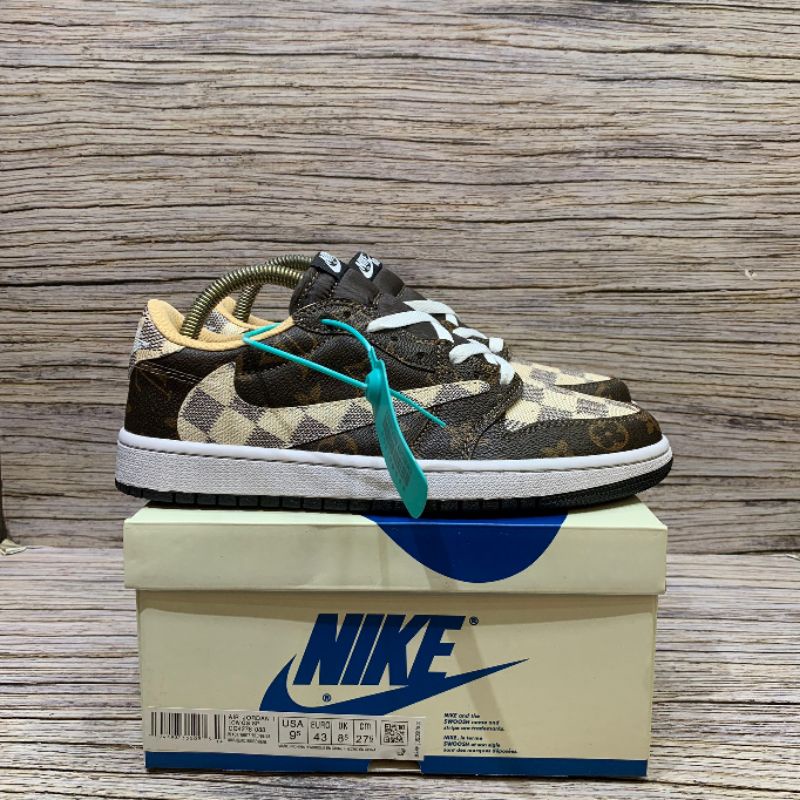 Sepatu Basket Nike Jordan 1 Low Travis Scott x Louis Vuitton Original Premium