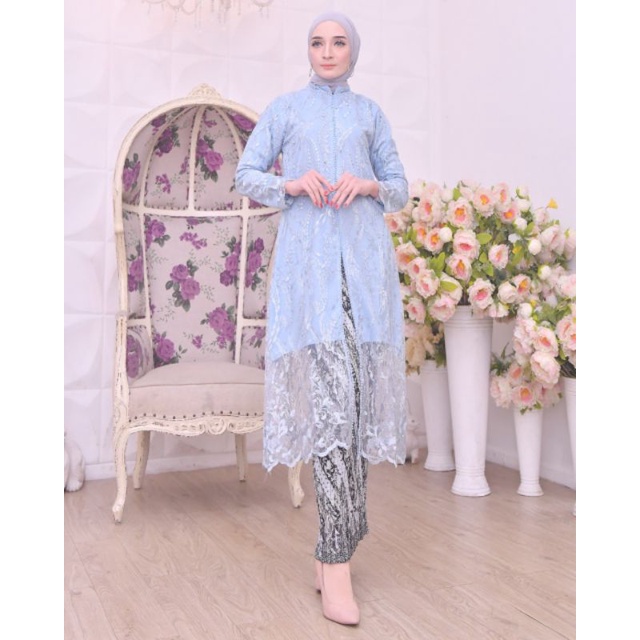 Permata Olshop / Kebaya Tunik Busui Payet Modern / Kebaya Busui / Kebaya Modern/ Kebaya Wisuda / Kebaya Kurung Tulle Bordir Busui