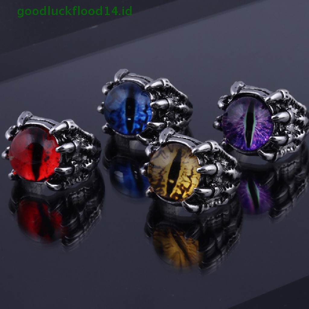 [GOOGFOUR] Retro Gothic Color Evil Eye Rings Untuk Pria Mendominasi Cakar Naga Vintage Pernikahan Aesthetic Hewan Cincin Hadiah Halloween [TOP]