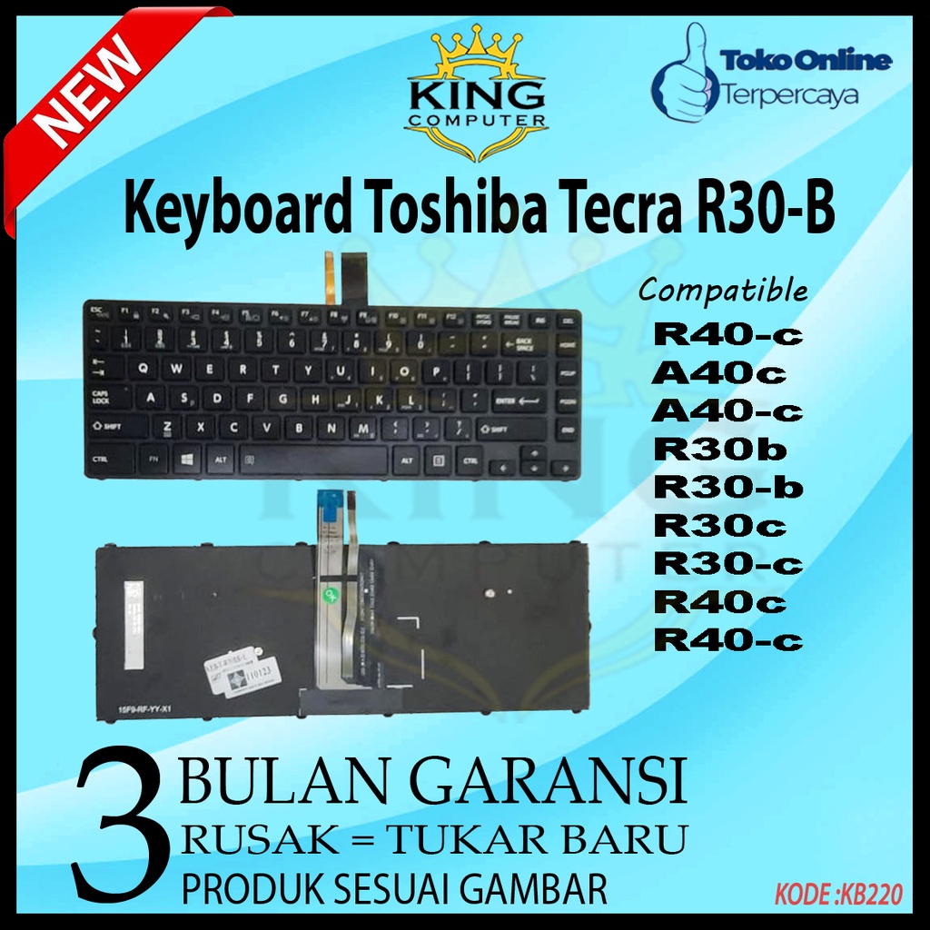 Keyboard TOSHIBA Tecra R40-c A40c A40-c R30b R30-b R30c R30-c R40c R40-c HITAM Backlight