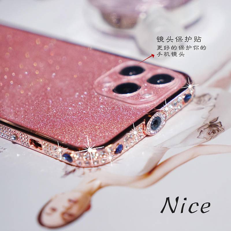 IPHONE Bling Diamond Aluminium Permata Bumper Untuk Iphone14 13 12 11 Pro Max Plus Case Pelindung Lensa Kamera Glitter 3in1 Shockproof Back Cover