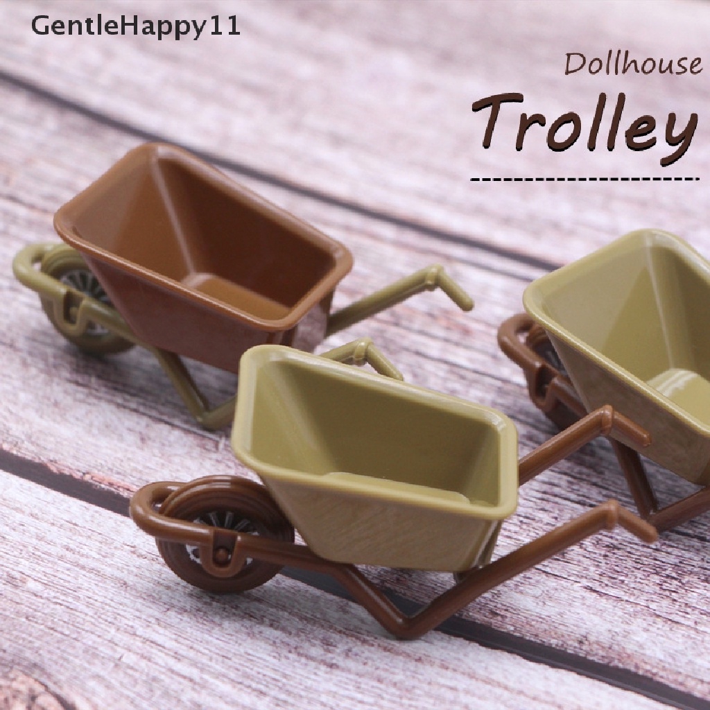 Gentlehappy 1Pc 1: 12rumah Boneka Miniatur Gerobak Troli Mini Trailer Alat Pertanian Model Furnitur Taman Dekorasi Mainan id