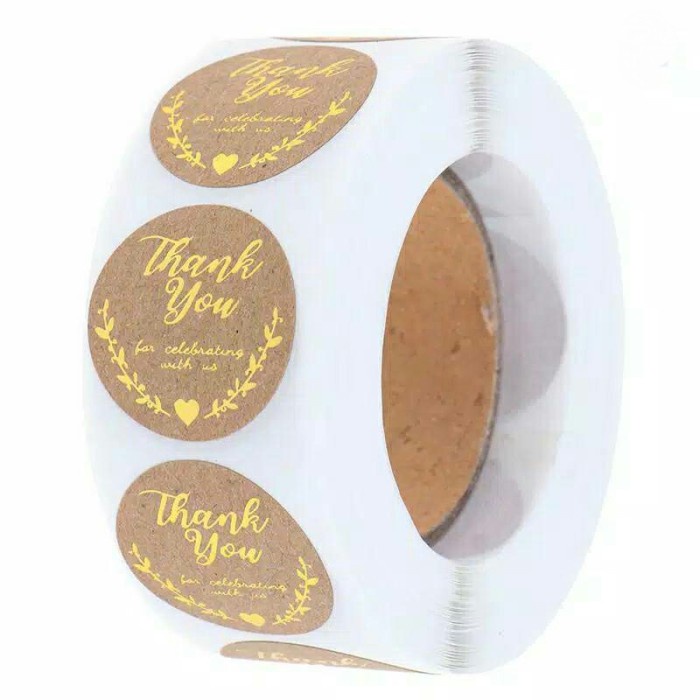 

best seller] Stiker Ucapan Terima kasih Sticker Thank You Emas Kilat Tulisan Glossy