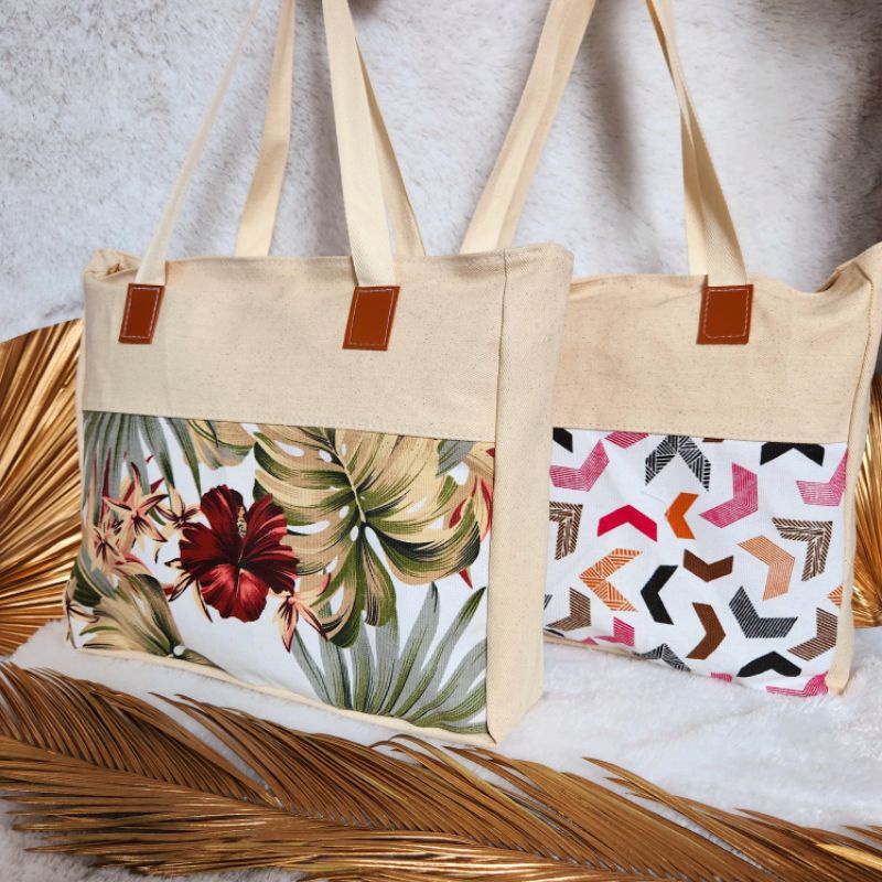 Termurah Freshy - Tote Bag Kanvas Wanita Resleting / Tas Tote Bag Jumbo Ghani