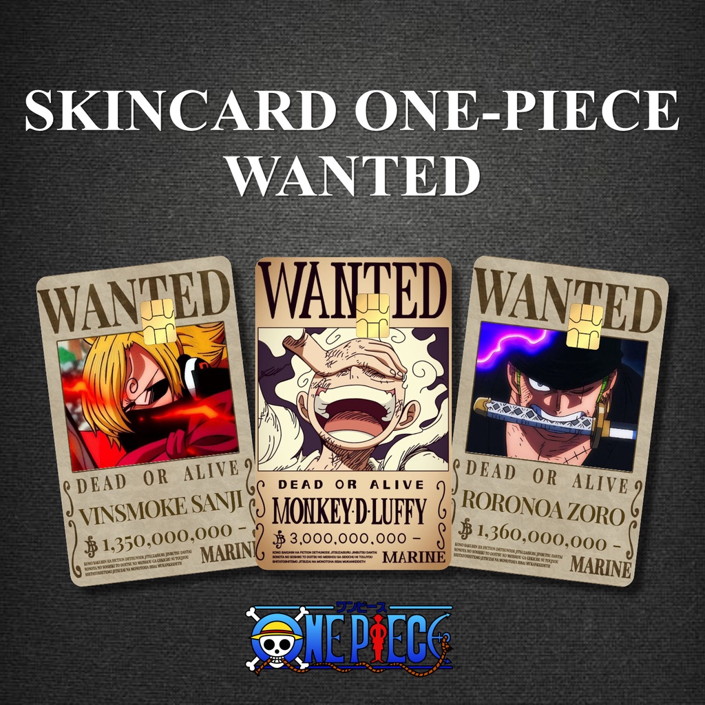 

Sticker Skin Card Atm One piece , Luffy dan Nakama Wanted custom - Vinyl ATM Debit Credit Emoney Flazz Stiker