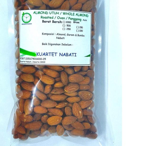 

Limited⭐1000gr Roasted Almond Premium - Kacang Almond Panggang Kupas - Oven - Matang - Size Besar 27-30 Varian Rasa Original/ Asin / Aktivasi SIAP MAKAN