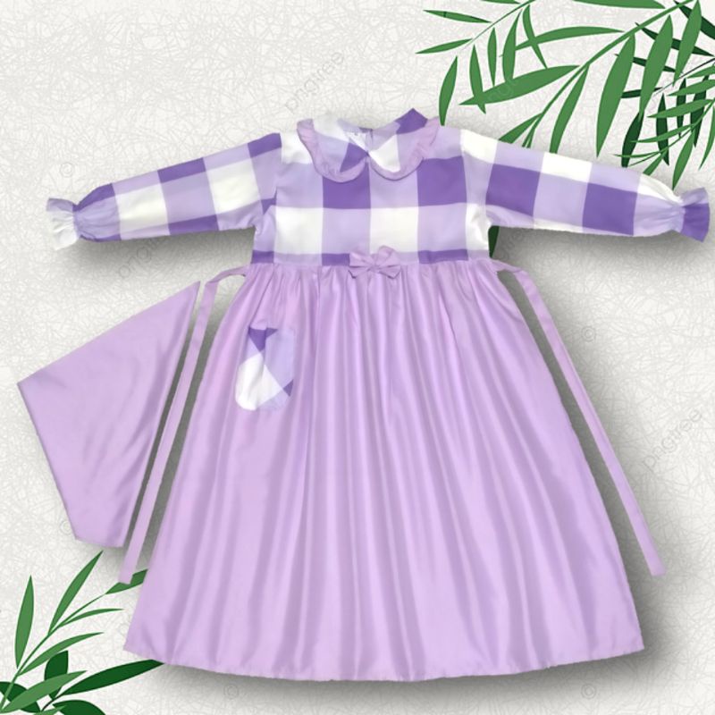 Gamis Anak perempuan terbaru  / gamis serut anak terbaru plus hijab