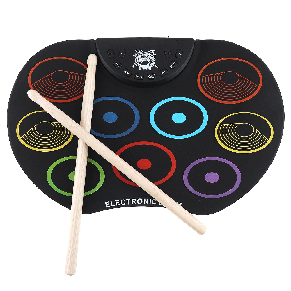 Set Drum Gulung Gulung Colorful Portable Electronic Digital USB 9pad