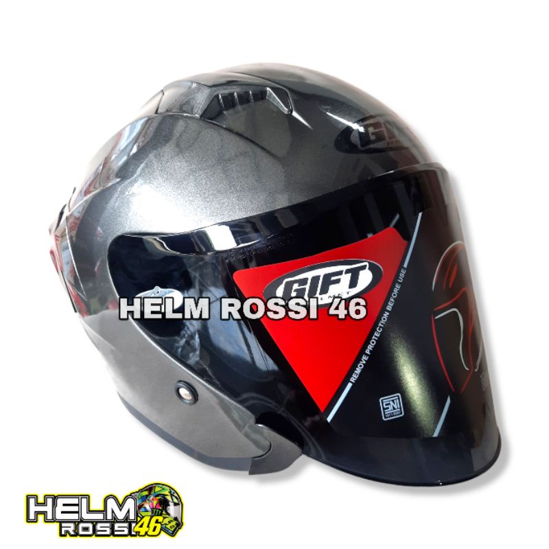 HELM GIFT SARGON GREY GLOSSY ABU ABU METALIK rep NJS KAIROZ + Visor FLAT Venom + Spoiler