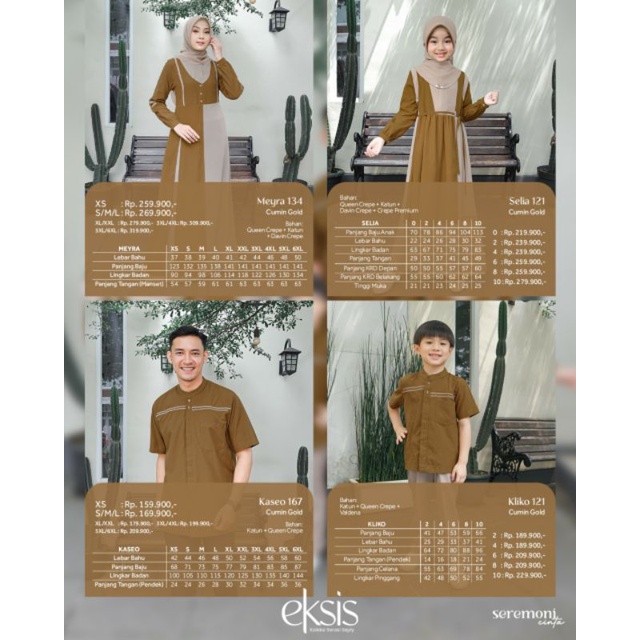 Seply Eksis 199 Cumin Gold Meyra 134 Kaseo 167 Selia 121 Kliko 121 Baju Muslim Gamis Sarimbit Keluarga Family Series Lebaran Terbaru Ori 2023