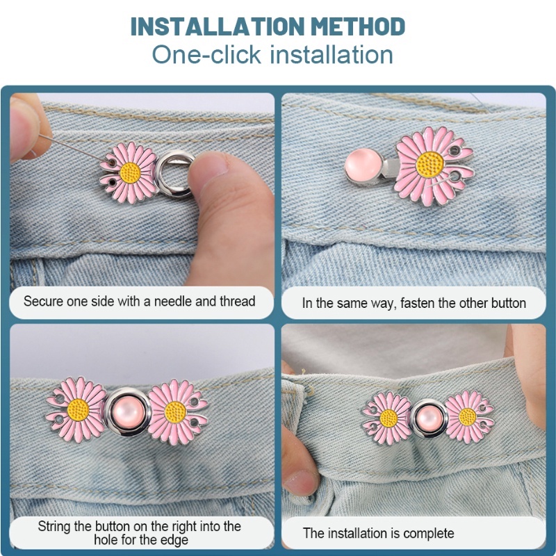 Daisy Jahit Mengencangkan Pinggang Kancing/Gesper Pinggang Lucu Tahan Lama Untuk Jeans Celana Kerah/DIY Pakaian Cloth Bags Daisy Buttons Aksesoris