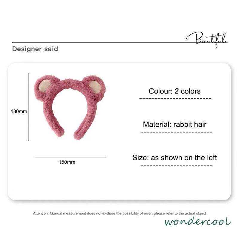 Ikat Kepala Beruang Stroberi Mewah Ikat Kepala Cuci Muka Wanita Hiasan Kepala Jepit Rambut Lucu-Won