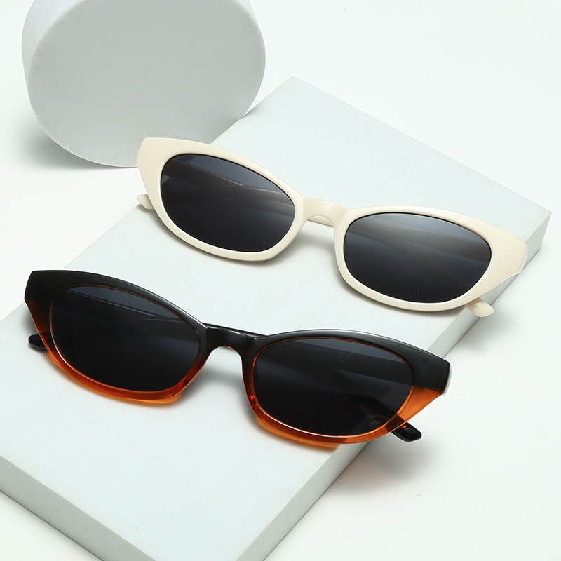 (YUZHU) Baru Fashion PC Kacamata Hitam Vintage Fashion Bingkai Kecil Hip Hop Bungee Cat Eye Sunglasses