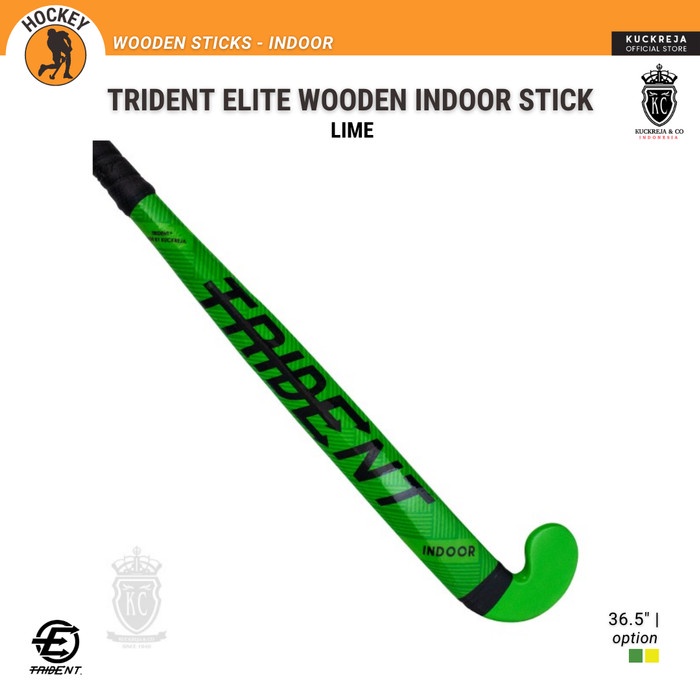 Trident Elite Wooden Indoor Hockey Stick - Lime