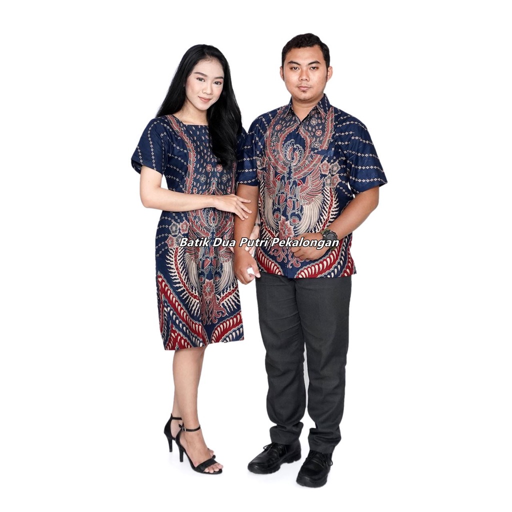 Batik Couple Dress Batik Wanita Lengan Pendek Dan Kemeja Batik Pria Model Terbaru Batik Dua Putri Collection