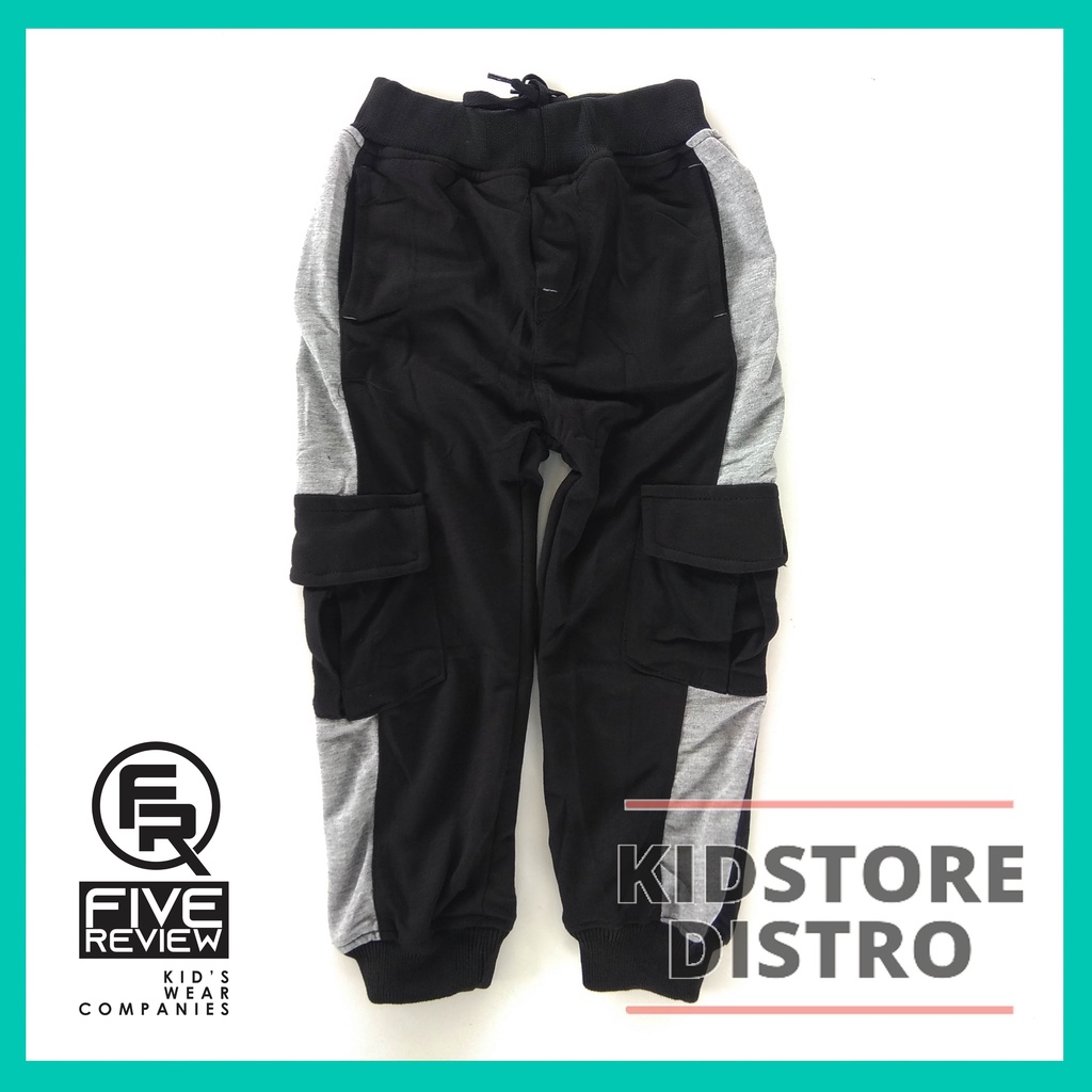 Celana Jogger Cargo Panjang Anak Laki Laki Cowok bahan Cotton Fleece