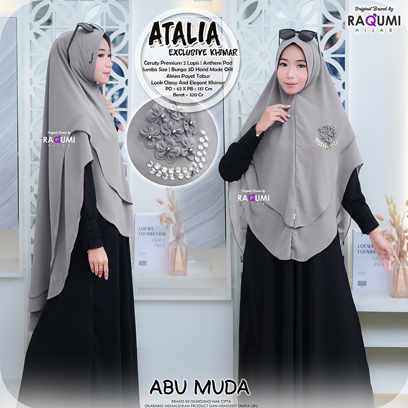 Exclusive Khimar [ Atalia Exclusive Khimar Berlabel ORI Raqumi Hijab Bahan Ceruty Premium 2 Lapis [a