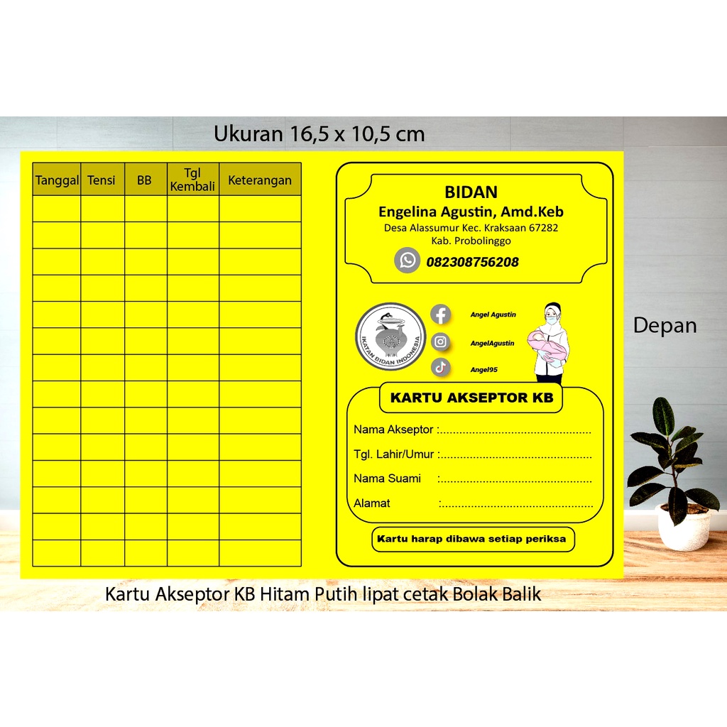 

Kartu KB / Kartu Akseptor KB Custom Lipat 2 hitam putih
