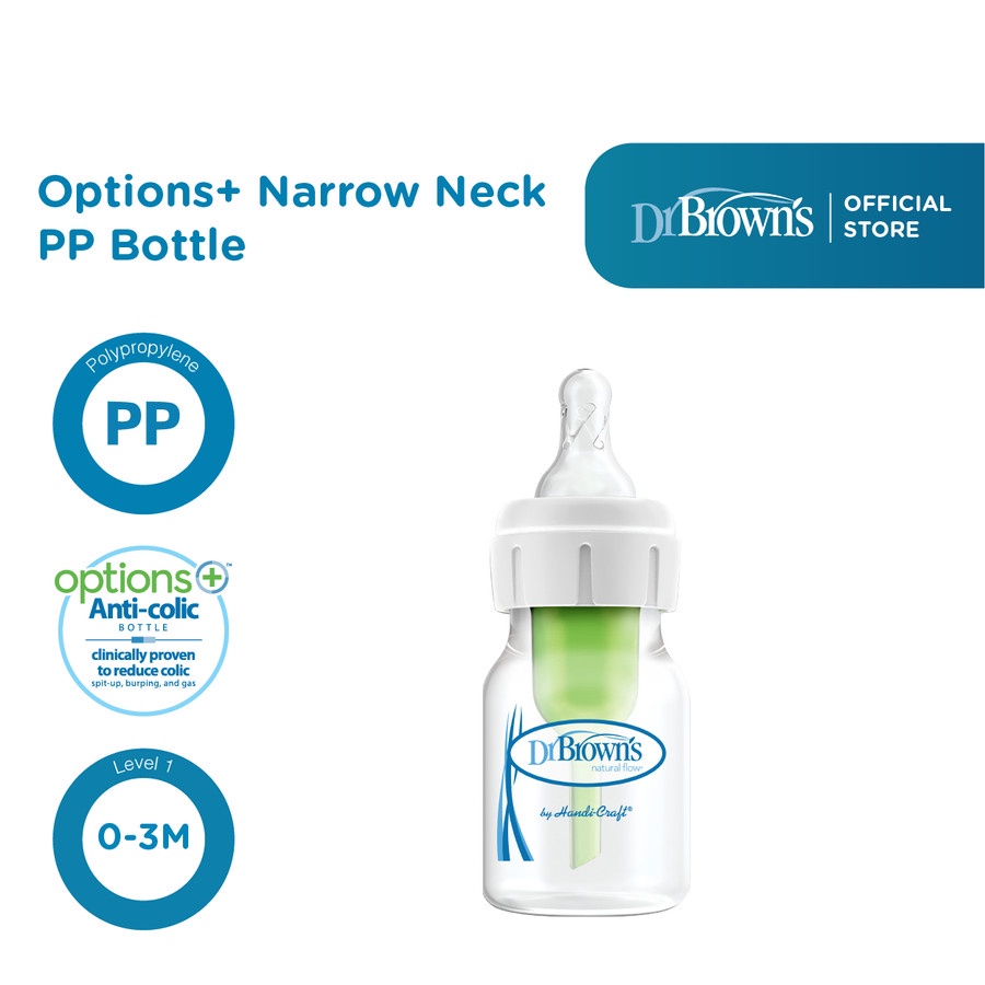 Dr.Brown's 2oz / 60 ml PP Narrow Neck Options+ , 1-Pack / Botol Susu