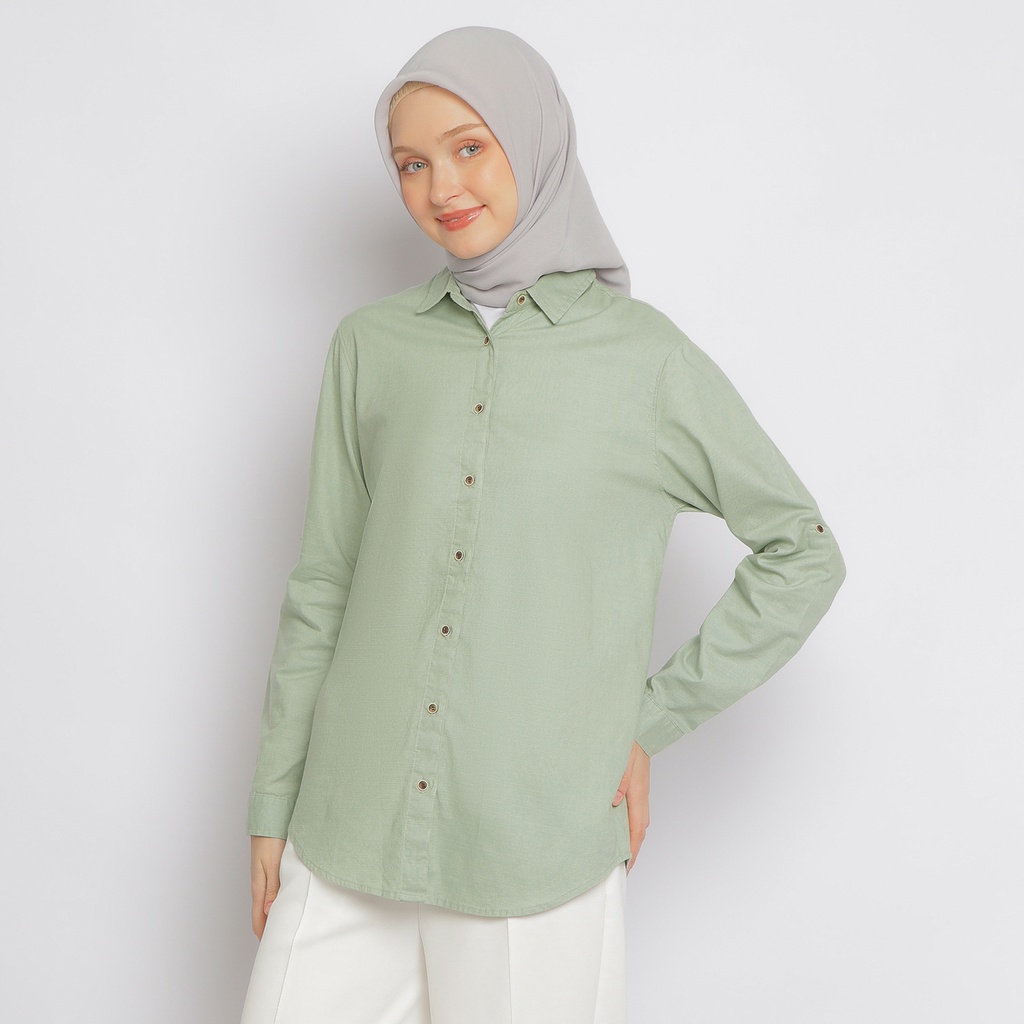 Flamoush Emiyon Green Kemeja Casual Wanita
