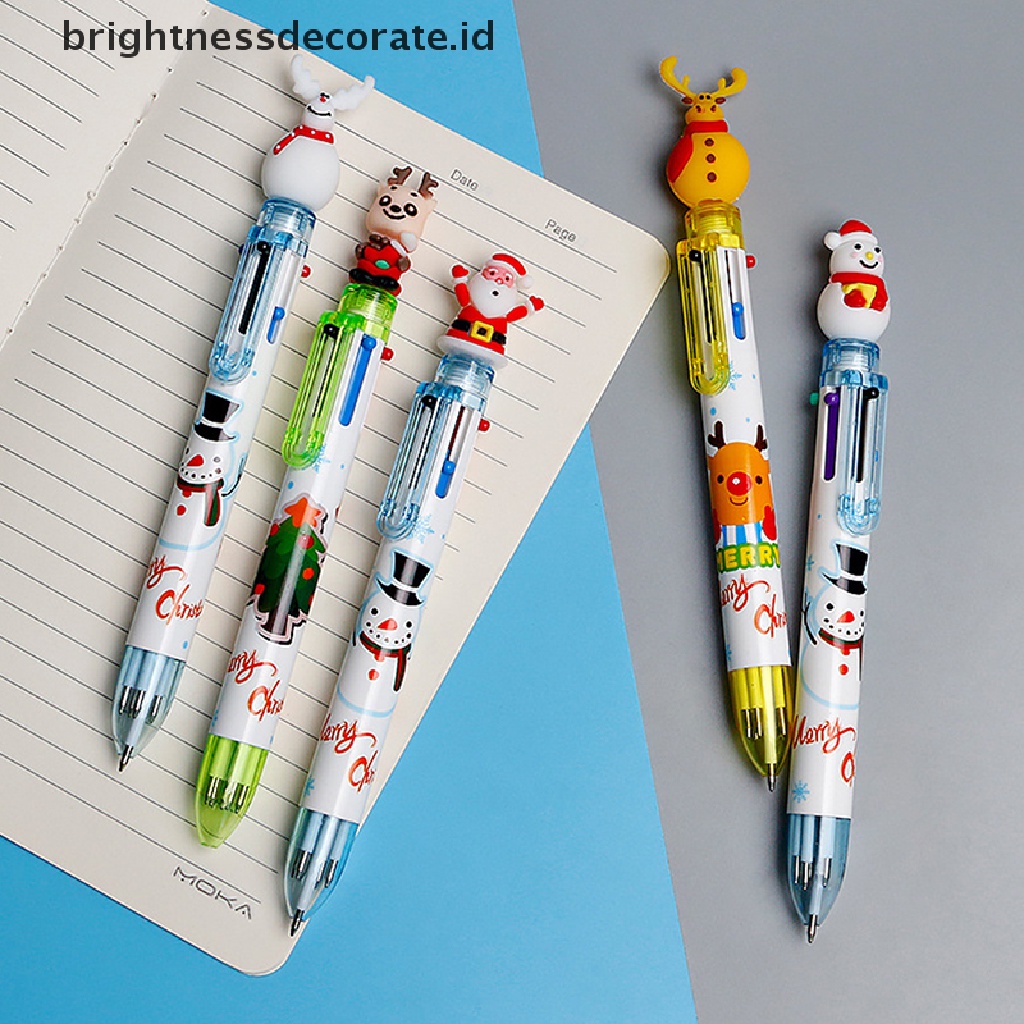 [Birth] Random New Gel Pulpen Kartun Santa Claus 6-warna Press Kreatif Bolpoin [ID]