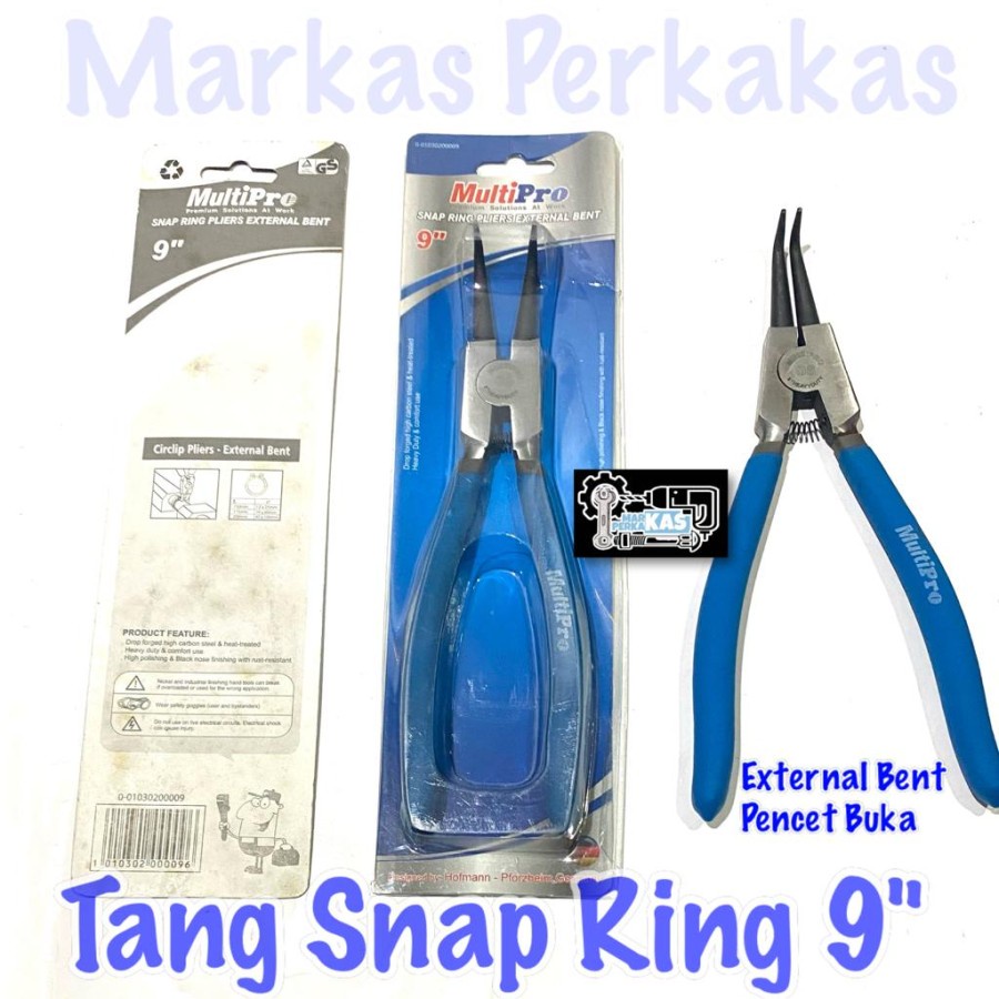 Multipro Tang Snap Ring 9'' Bengkok External / Pencet Buka