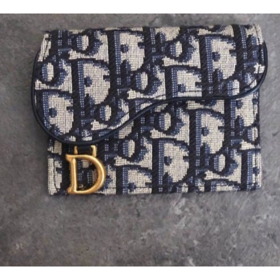 Saddle Card Dior Preloved No Box (Blue Oblique canvas)