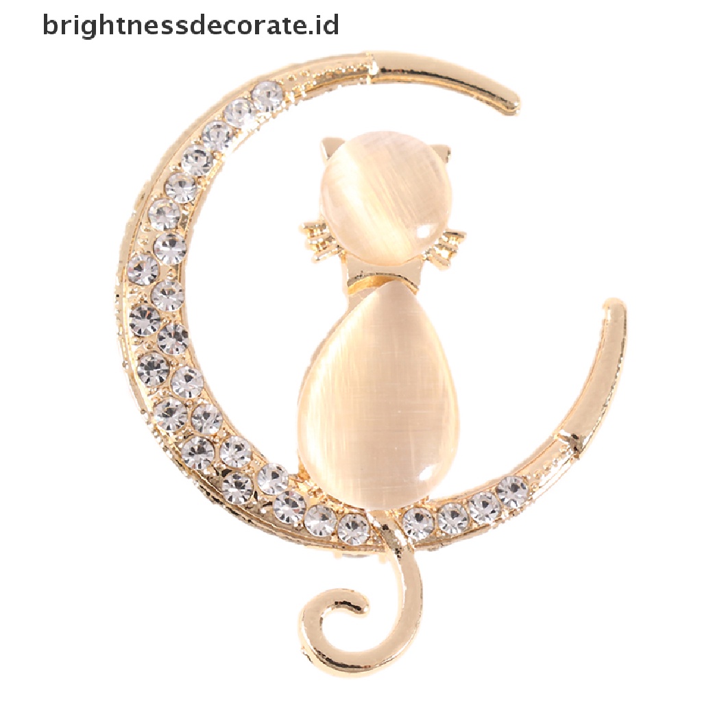 [Birth] Berlian Imitasi Opal Kucing Bros Untuk Wanita Baroque Trendy Elegan Brooch Pin Hadiah [ID]