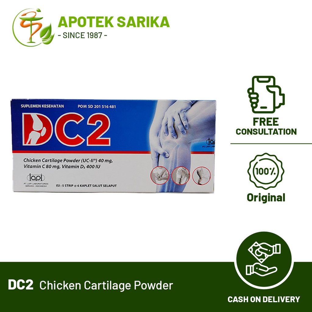 DC2 Strip Isi 6 Tablet / Suplemen Kesehatan Tulang dan Sendi / Vitamin Chicken Cartilage Powder DC2