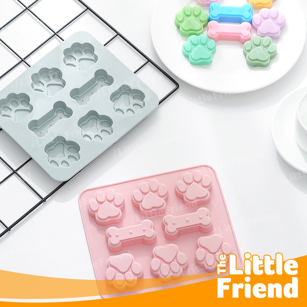 Cetakan Es Batu Tray Bahan Silikon Mold Bentuk Paw Anjing Besar Spot 10