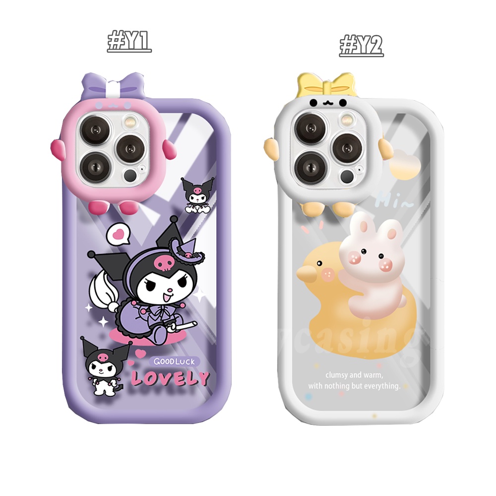 Kuromi Case OPPO A17 A17K A77s A57 A15 A95 A96 A12 A54 A16 A55 A16K A5s A3s A76 A74 A7 A53 A52 A31 A5 A9 Reno 5F Good Luck Lensa Bunny Monster Tahan Guncangan Bening Casing Handphone