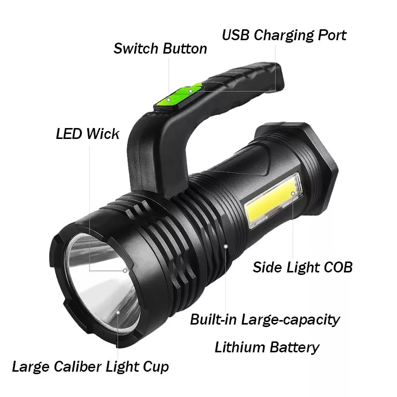 Senter LED 4 Mode Daya Tinggi USB Rechargeable Perlengkapan Outdoor