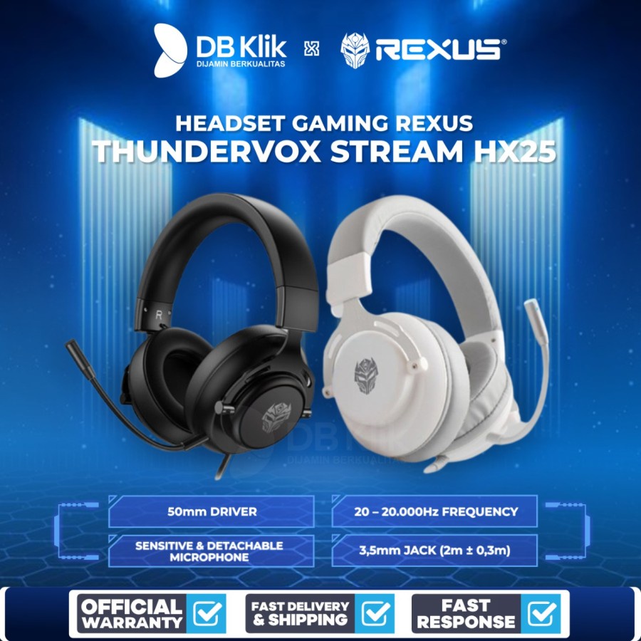 Headset Gaming Rexus Thundervox Stream HX25 Single Jack USB Wired