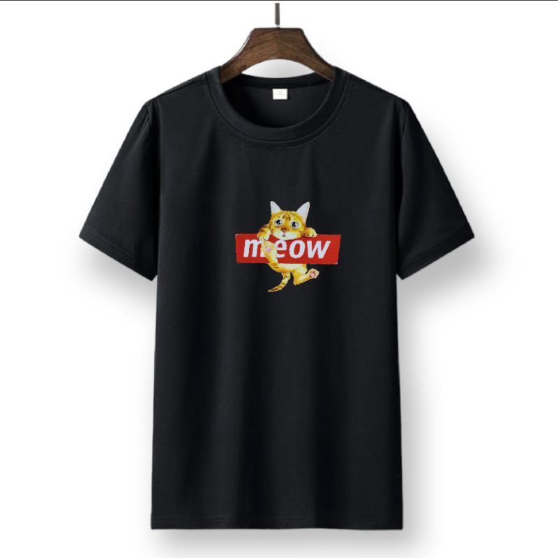 kaos dewasa cewek cowok ukuran m l xl xxl xxxl kucing oren meow