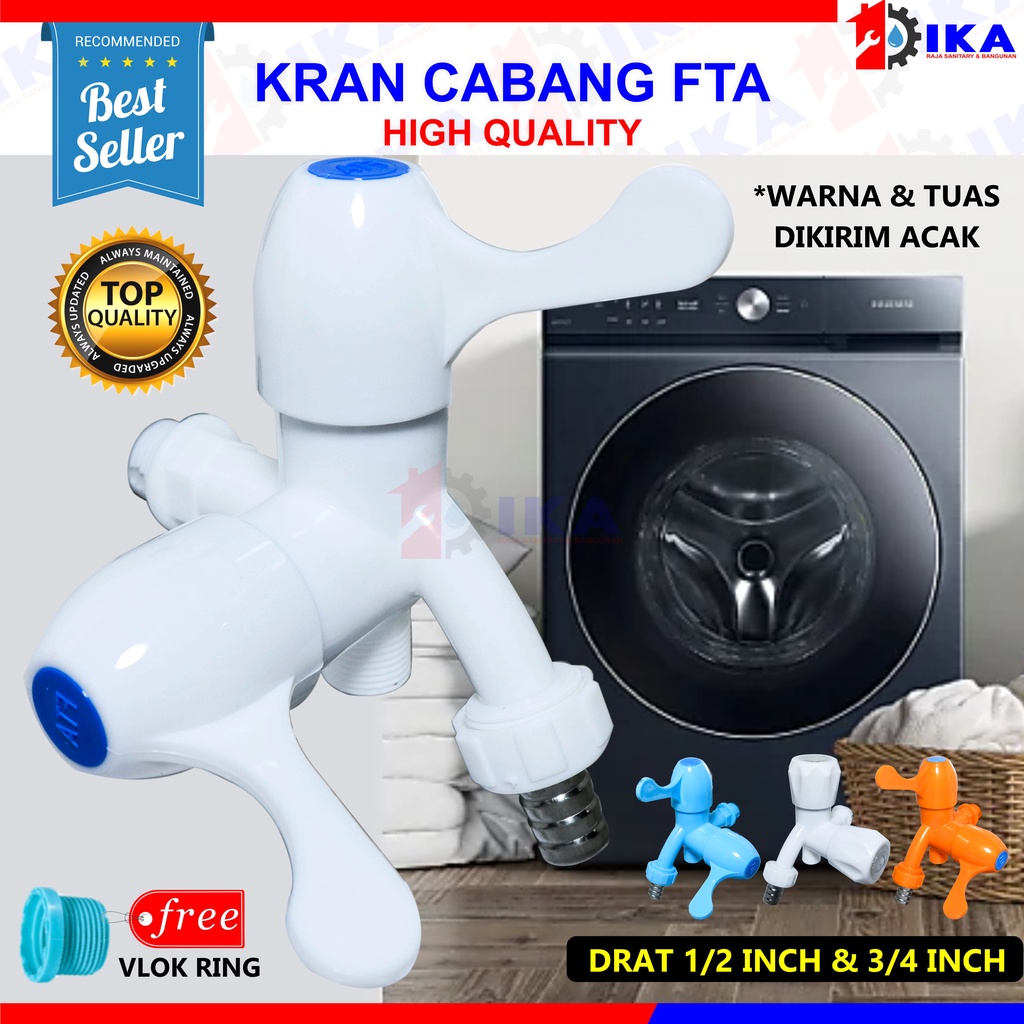 Kran Cabang Mahkota PVC Shower FTA Keran Air Double Plastik Hand Kamar Mandi Toilet 1/2&quot; 3/4&quot; Inch Kombinasi Putih Biru Kuning Orangew