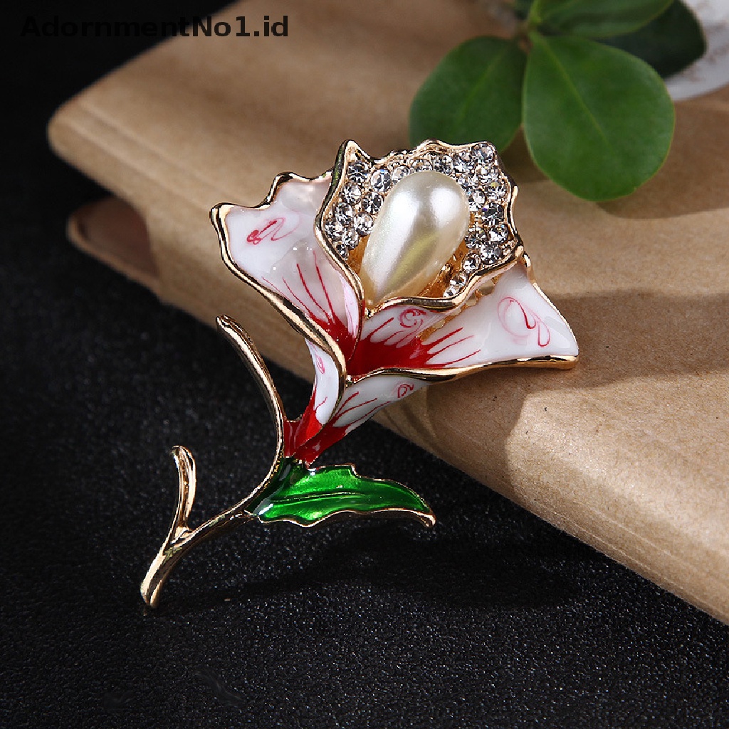 [AdornmentNo1] Kristal Bunga Mawar Bros Pin Berlian Imitasi Alloy Warna Rose Gold Bros Hadiah Ulang Tahun Aksesoris Garmen [ID]