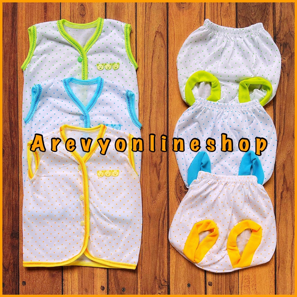 1 Pc Baju Panjang Baju Kutung Celana Pendek Celana Pop Bayi Motif Polkadot DK Newborn Arevyonlineshop