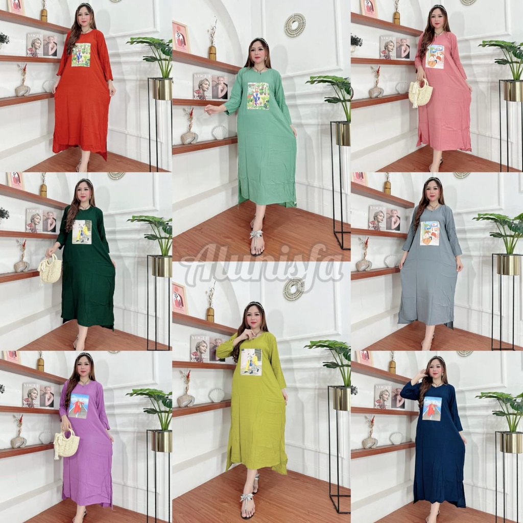 Longdres Emblem Viral - Gamis Busui blink Rayon Premium