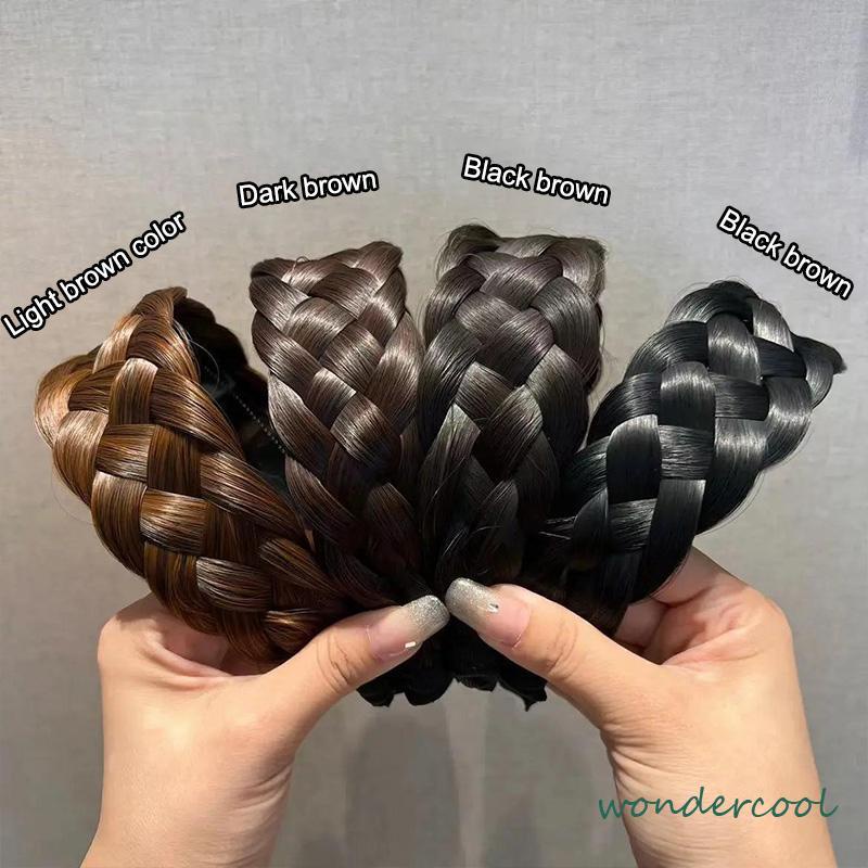 Ikat Kepala Wig Kepang Bertepi Lebar ikat kepala Kepang Fishbone Menebal Kepang Twist yang Menebal Cuci Muka Ikat Rambut Wanita-Won