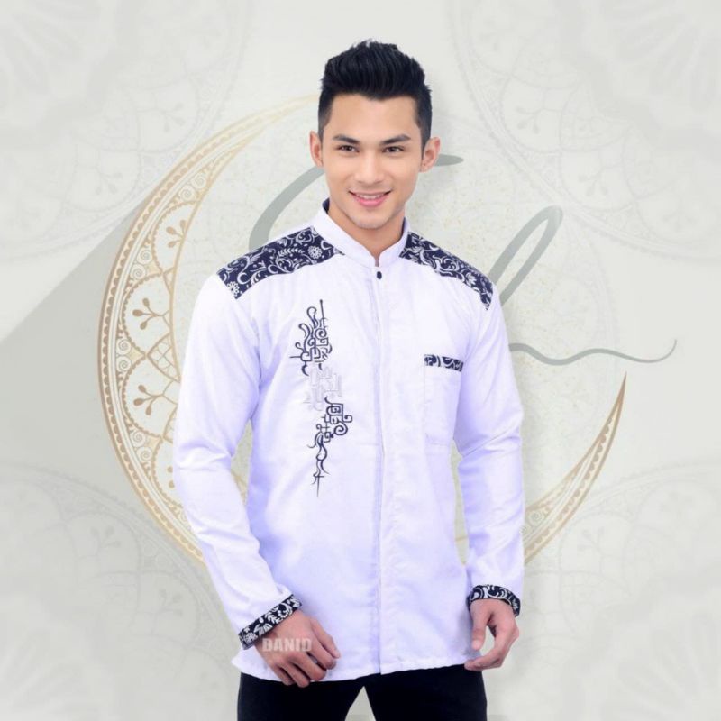 Baju Koko Pria Dewasa Lengan Panjang Motif Man Jadda Padi Kombinasi Batik Terbaru